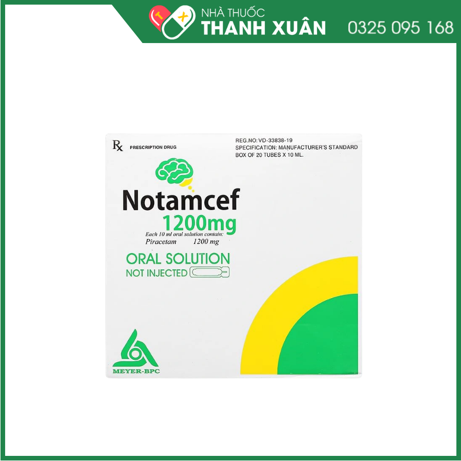 Dung dịch uống Notamcef 1200mg/10ml điều trị triệu chứng chóng mặt